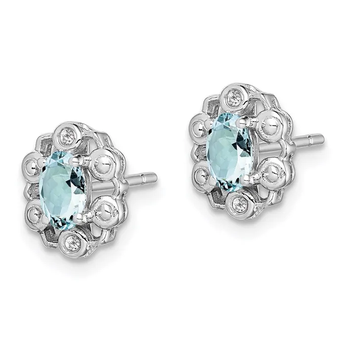 WB Choice Jewelry Sterling Silver Rhodiumplated Aquamarine Diam EarringsWBCQBE22MAR Earrings WB Choice Jewelry Sterling Silver Rhodiumplated Aquamarine Diam EarringsWBCQBE22MAR Earrings