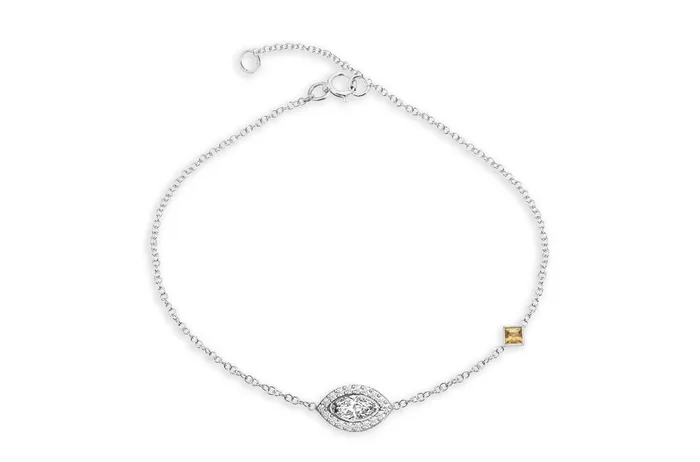 Bracelet 18kt Gold Center Marquise Diamond Pave Albert Hern Bracelets