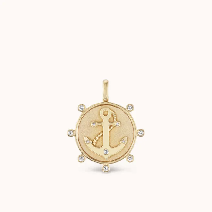 Charm Necklaces Marlo Laz Small Anchor Charm White Diamond