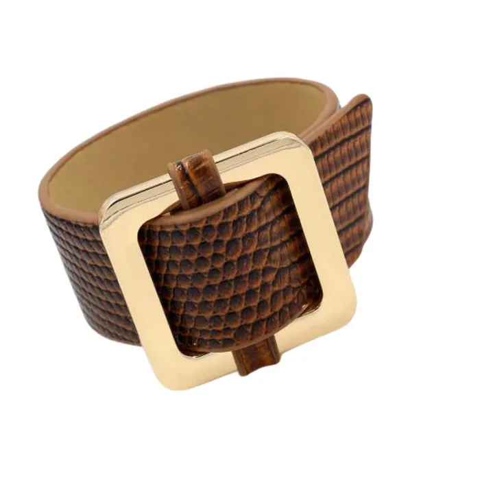 ClaudiaG Bracelets Square Lock Bracelet Coffee