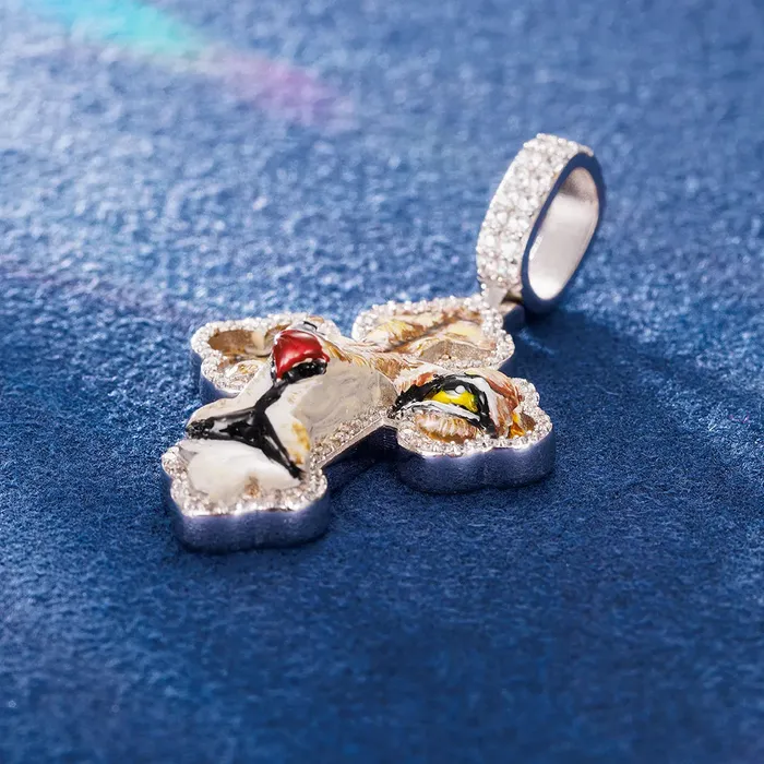 icezeusshop Necklaces Iced Enamel Tiger Cross Pendant icezeusshop Necklaces Iced Enamel Tiger Cross Pendant