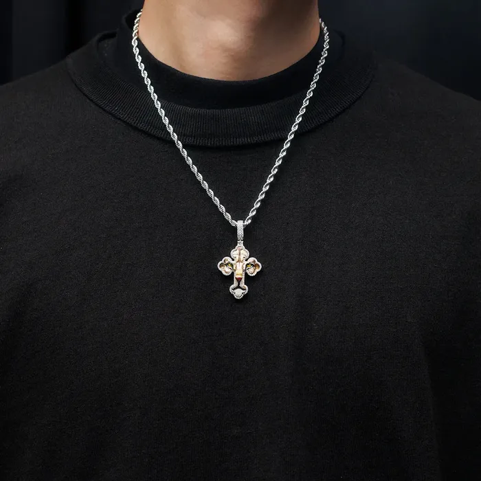 icezeusshop Necklaces Iced Enamel Tiger Cross Pendant icezeusshop Necklaces Iced Enamel Tiger Cross Pendant