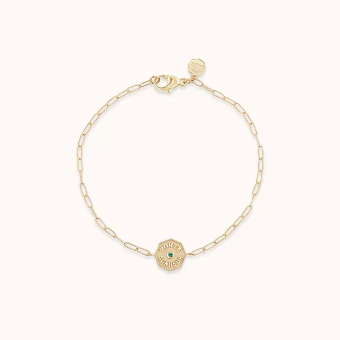 Marlo Laz Bracelets Wee PB Bracelet Raised Gold Emerald