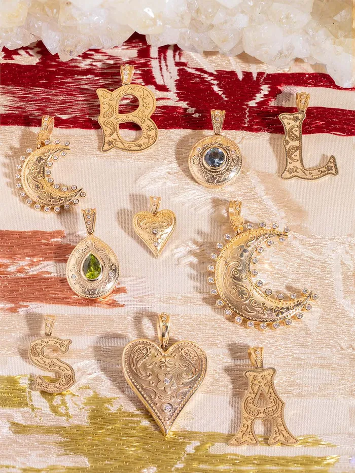 Medium Southwestern Moon Charm Marlo Laz Charm Necklaces Medium Southwestern Moon Charm Marlo Laz Charm Necklaces