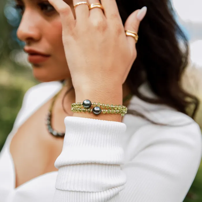 misha hawaii Bracelets Aura Peridot Tahitian Pearl Bracelet
