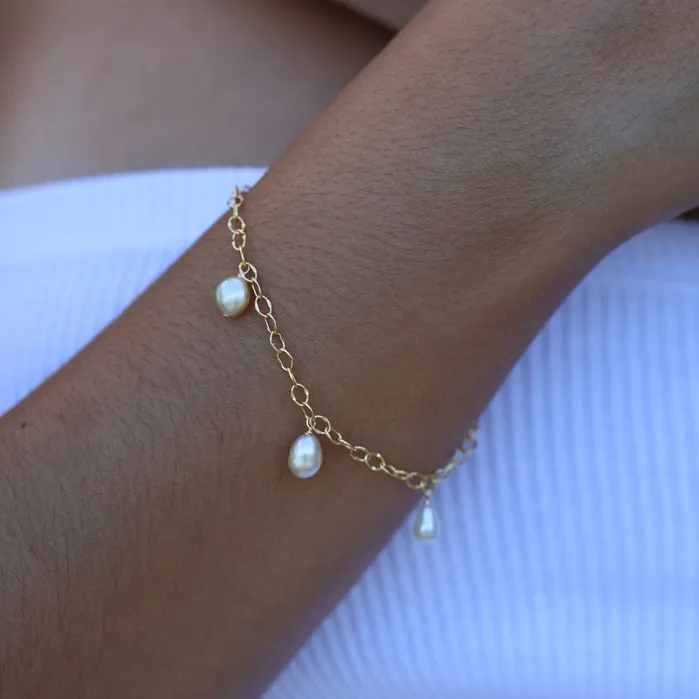 misha hawaii Megan Ombr Golden South Sea Keshi Charm Bracelet Bracelets misha hawaii Megan Ombr Golden South Sea Keshi Charm Bracelet Bracelets