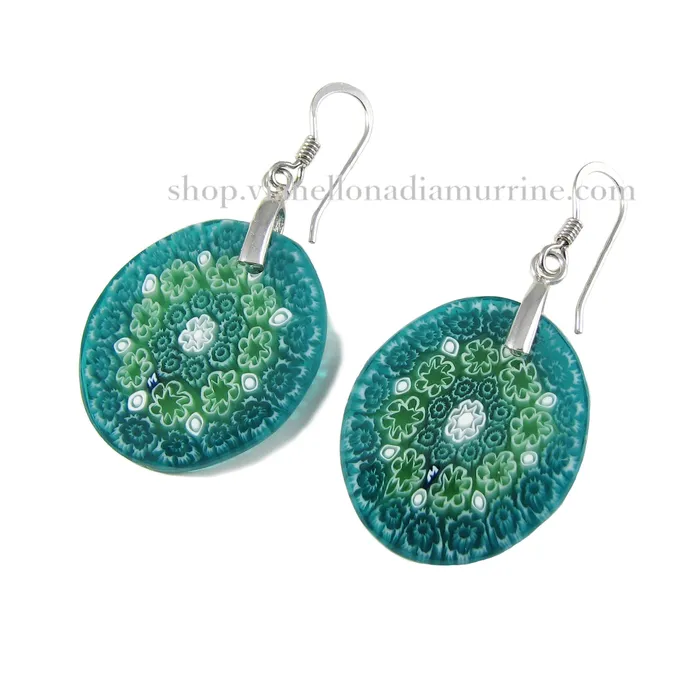 Vianello Nadia Murrine di Trebbi Davide Earrings Murano glass oval earrings Millefiori