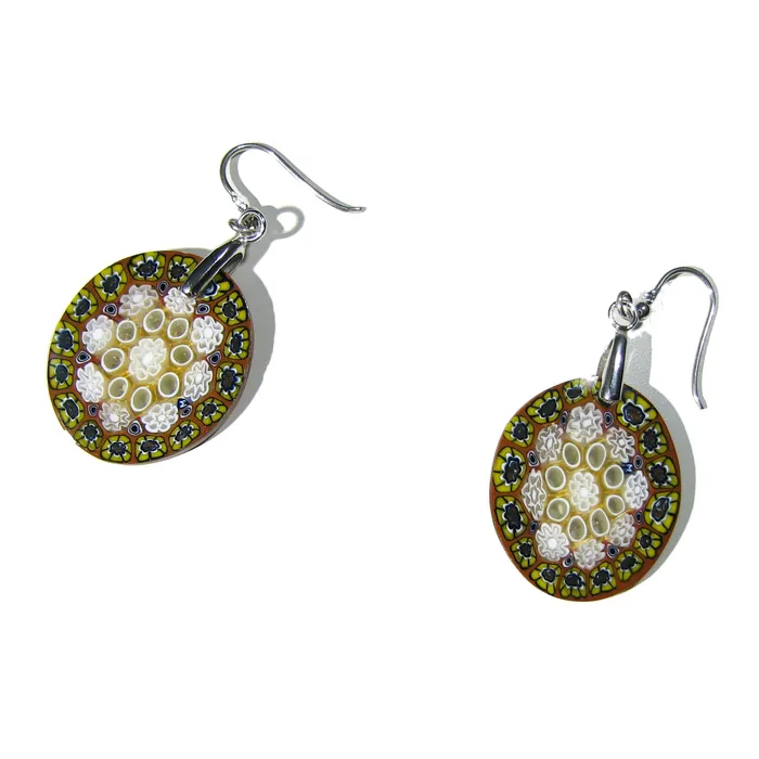 Vianello Nadia Murrine di Trebbi Davide Earrings Murano glass oval earrings Millefiori