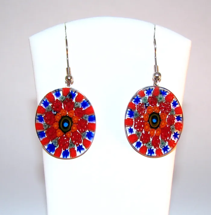 Vianello Nadia Murrine di Trebbi Davide Earrings Murano glass oval earrings Millefiori