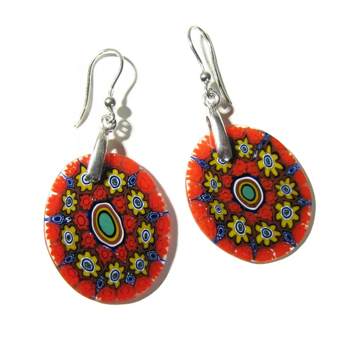 Vianello Nadia Murrine di Trebbi Davide Earrings Murano glass oval earrings Millefiori