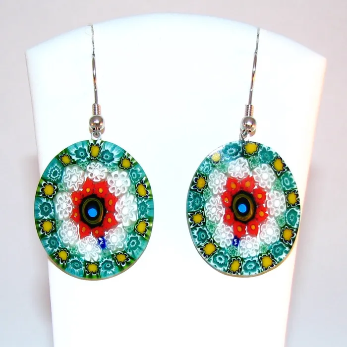 Vianello Nadia Murrine di Trebbi Davide Earrings Murano glass oval earrings Millefiori