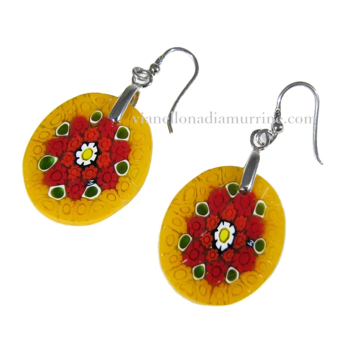 Vianello Nadia Murrine di Trebbi Davide Earrings Murano glass oval earrings Millefiori
