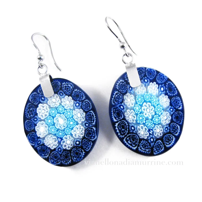 Vianello Nadia Murrine di Trebbi Davide Earrings Murano glass oval earrings Millefiori