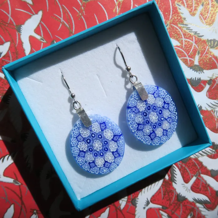 Vianello Nadia Murrine di Trebbi Davide Earrings Murano glass oval earrings Millefiori