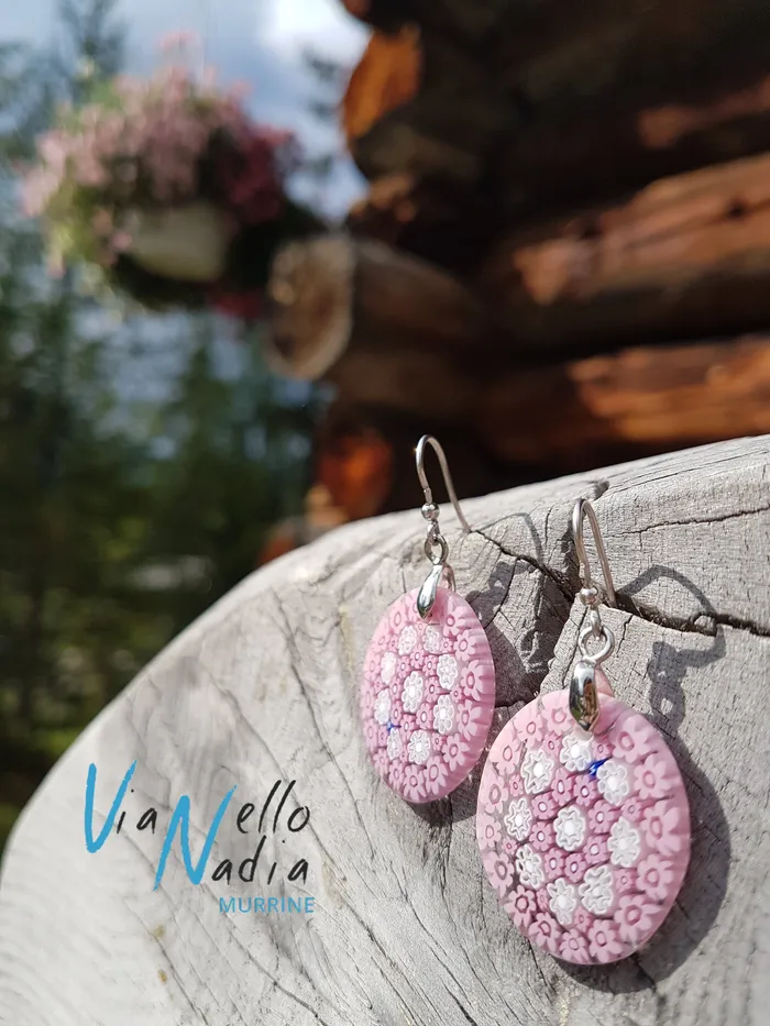 Vianello Nadia Murrine di Trebbi Davide Earrings Murano glass oval earrings Millefiori