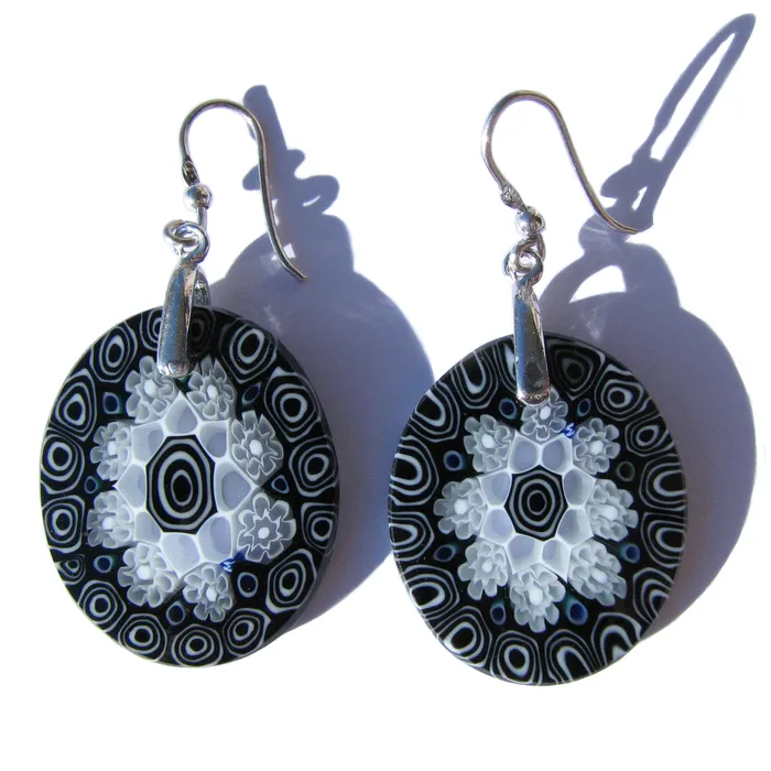 Vianello Nadia Murrine di Trebbi Davide Earrings Murano glass oval earrings Millefiori
