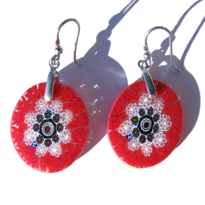 Vianello Nadia Murrine di Trebbi Davide Earrings Murano glass oval earrings Millefiori