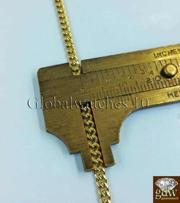 10k Gold Diamond Dollar Sign Charm Pendant with 24 Inch Miami Cuban Chain Real Gold and Diamond Charm Necklaces