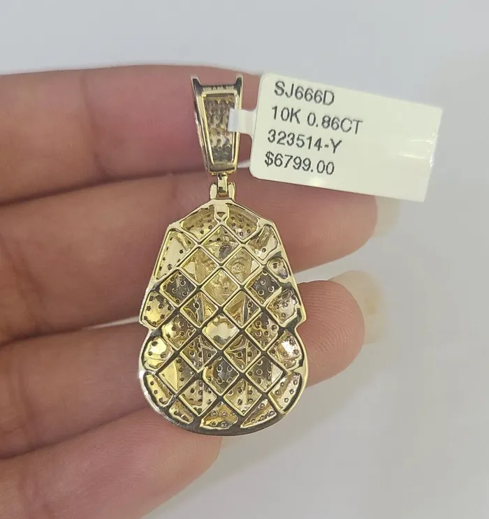 10k Pharaoh Head Diamond Pendant Charm Yellow Gold Men Women Real 10Kt 15 inch globalwatches10 Charm Necklaces