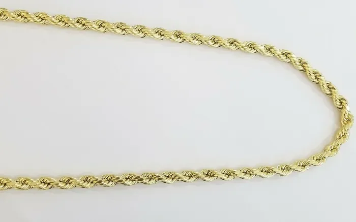 10k Real Yellow Gold Rope Chain 10mm 28 Mens thick necklace diamond cuts 10kt Gold and Diamond Necklaces