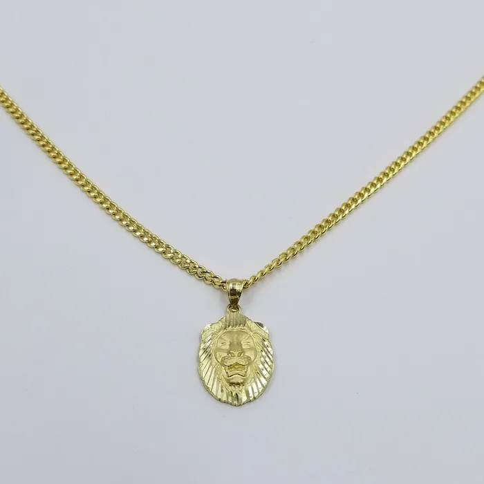 10k Yellow Gold Lion Head Charm Pendent 3mm Miami Cuban Chain 18 20 22 24 Globalwatches10 Charm Necklaces