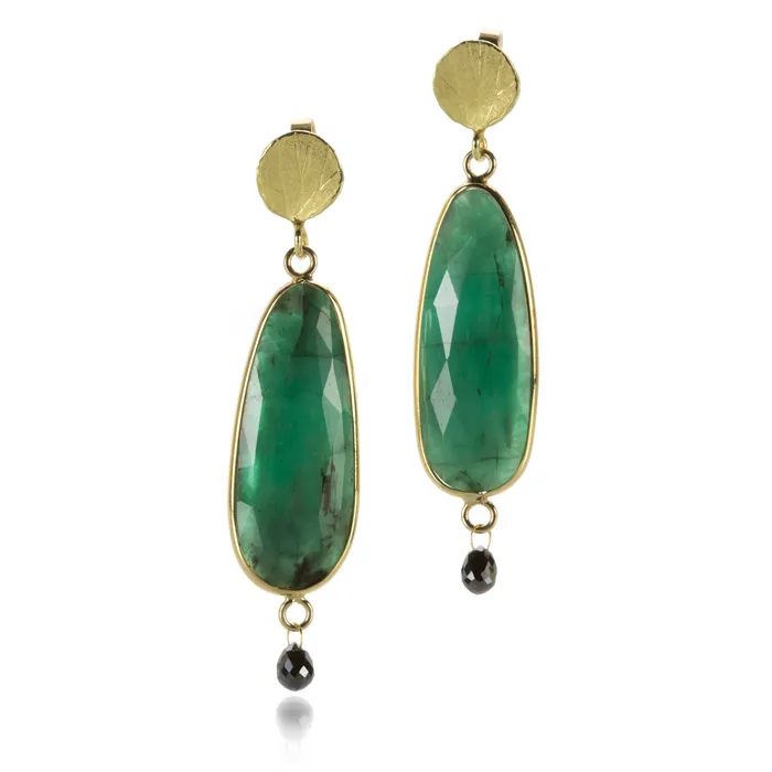 Barbara Heinrich Rose Cut Emerald Slice Earrings Earrings