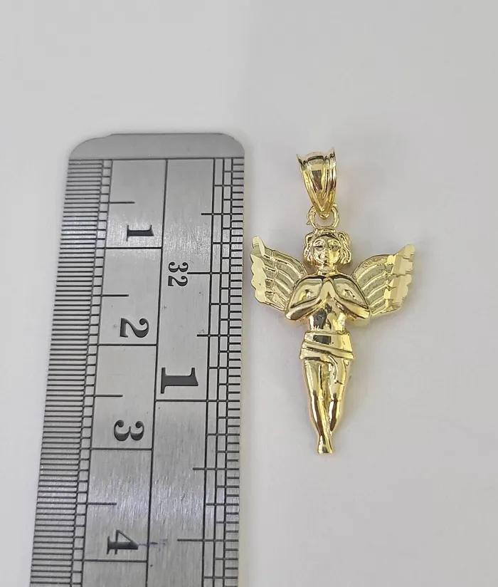 Charm Necklaces Gold and Diamond 10K Real Praying Hands Charm Pendant Yellow Gold Genuine
