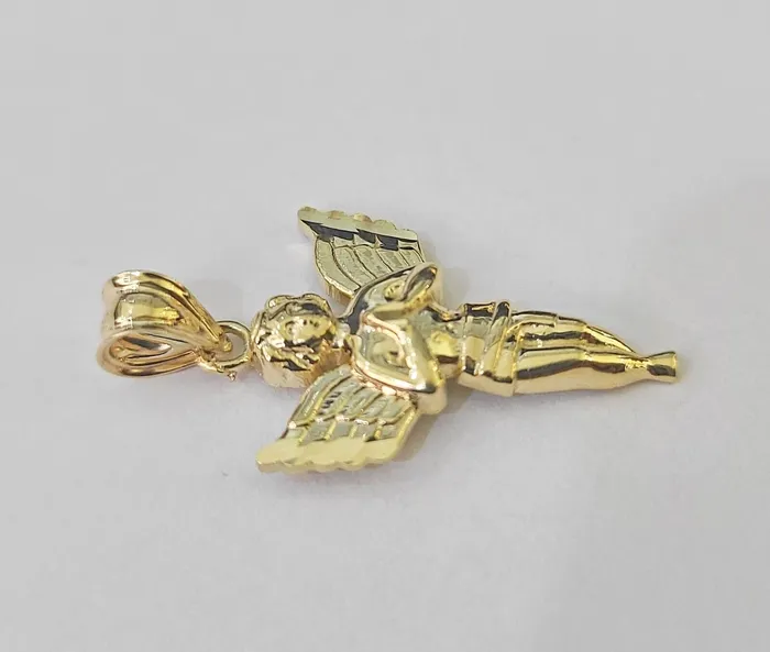 Charm Necklaces Gold and Diamond 10K Real Praying Hands Charm Pendant Yellow Gold Genuine