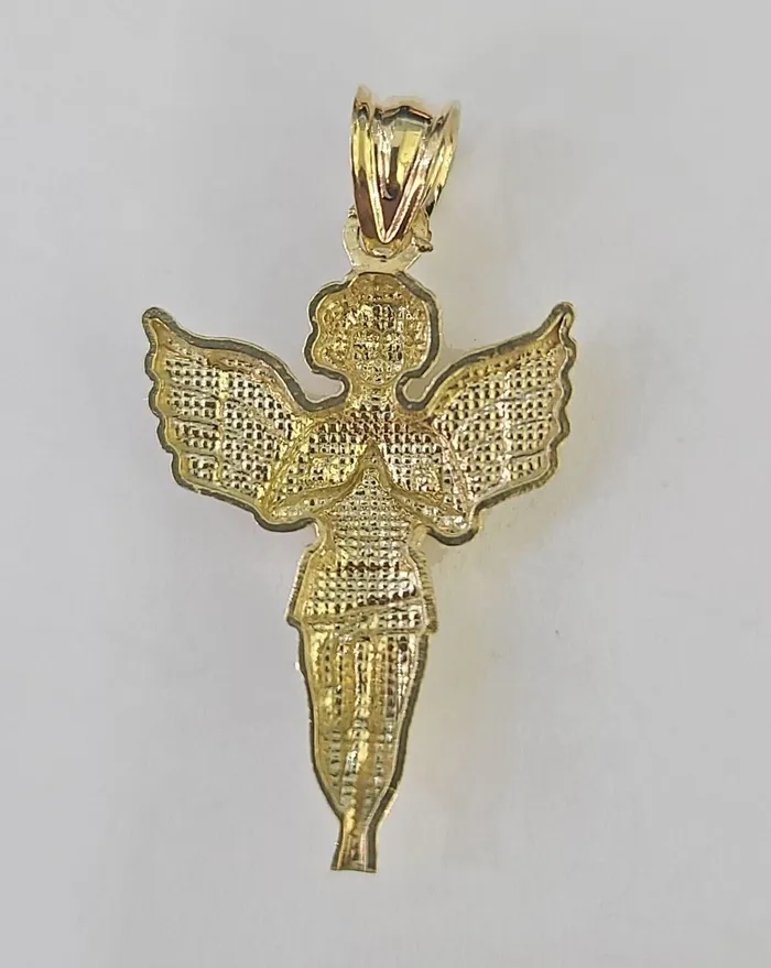 Charm Necklaces Gold and Diamond 10K Real Praying Hands Charm Pendant Yellow Gold Genuine