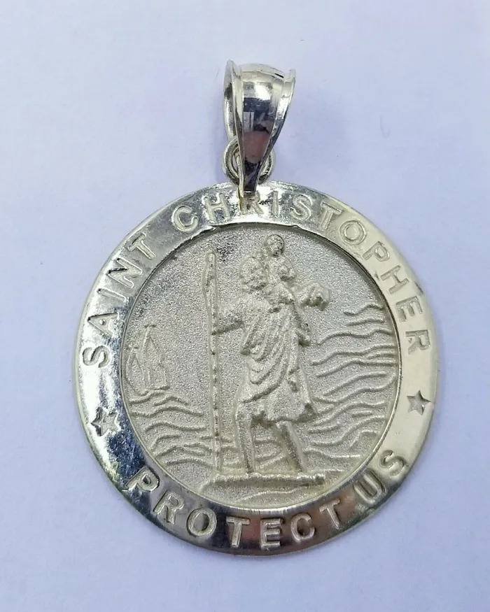 Charm Necklaces Gold and Diamond 10k Yellow Gold Saint Christopher Pendant Charm 25mm 18 28 Rope Chain Real