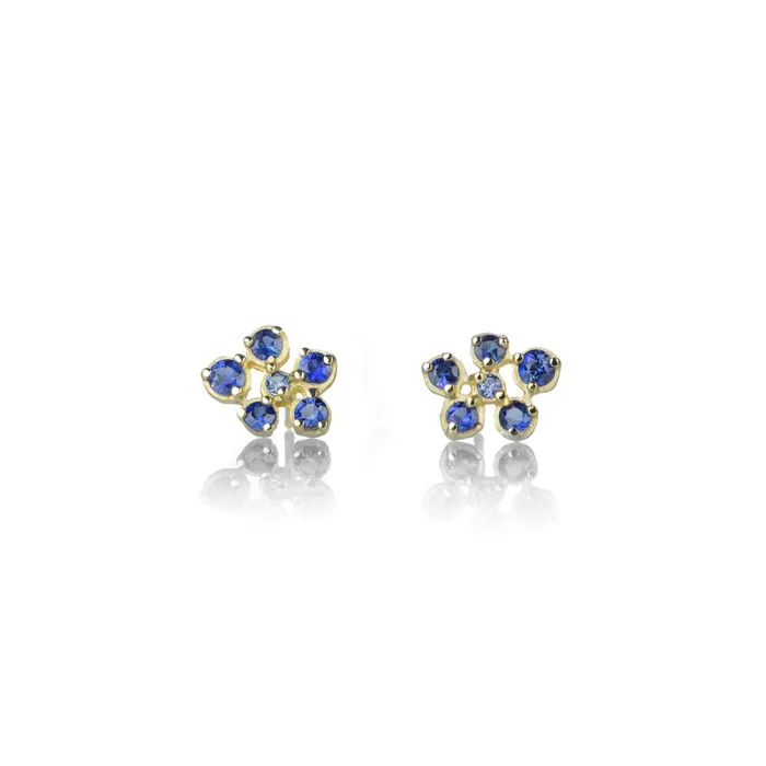 Earrings Anne Sportun Small Flower Cluster Sapphire Stud Earrings