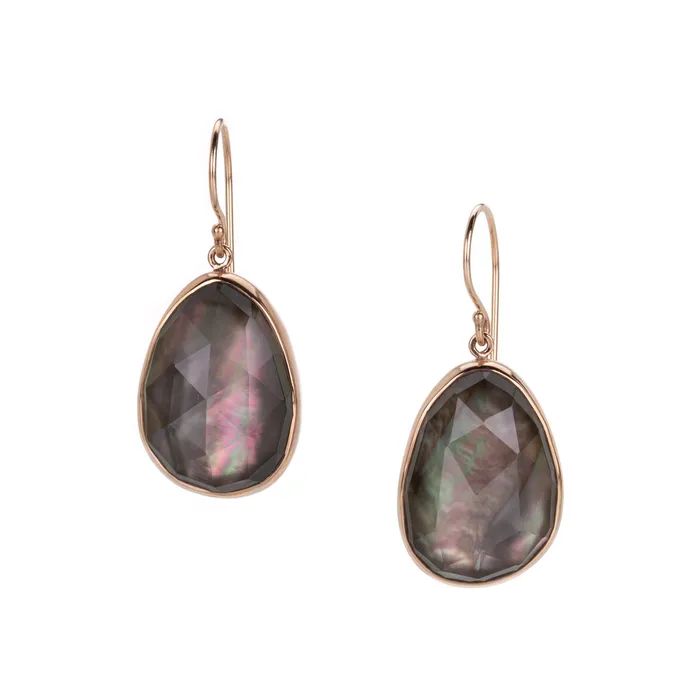 Earrings Jamie Joseph Rock Crystal Over Black Mother of Pearl Earrings