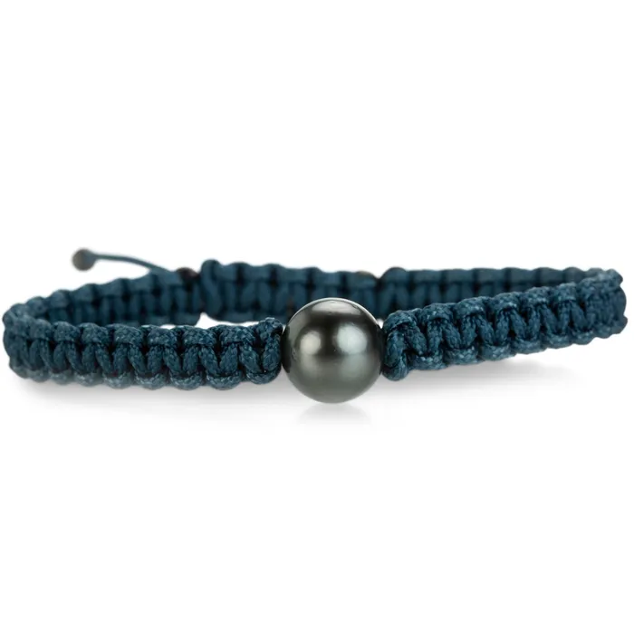 Gellner Bracelets Single Tahitian Pearl Dark Blue Cord Bracelet