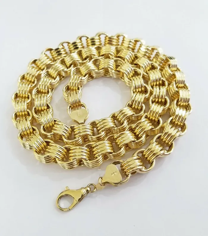Globalwatches10 Necklaces Real 10k Gold Byzantine Chain 11mm 26 Inch Mens yellow gold necklace 10kt