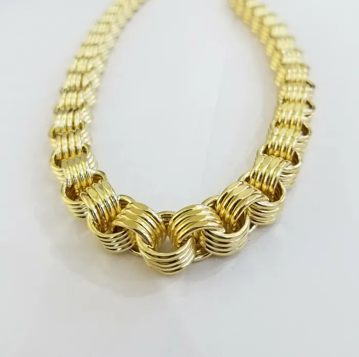 Globalwatches10 Necklaces Real 10k Gold Byzantine Chain 11mm 26 Inch Mens yellow gold necklace 10kt