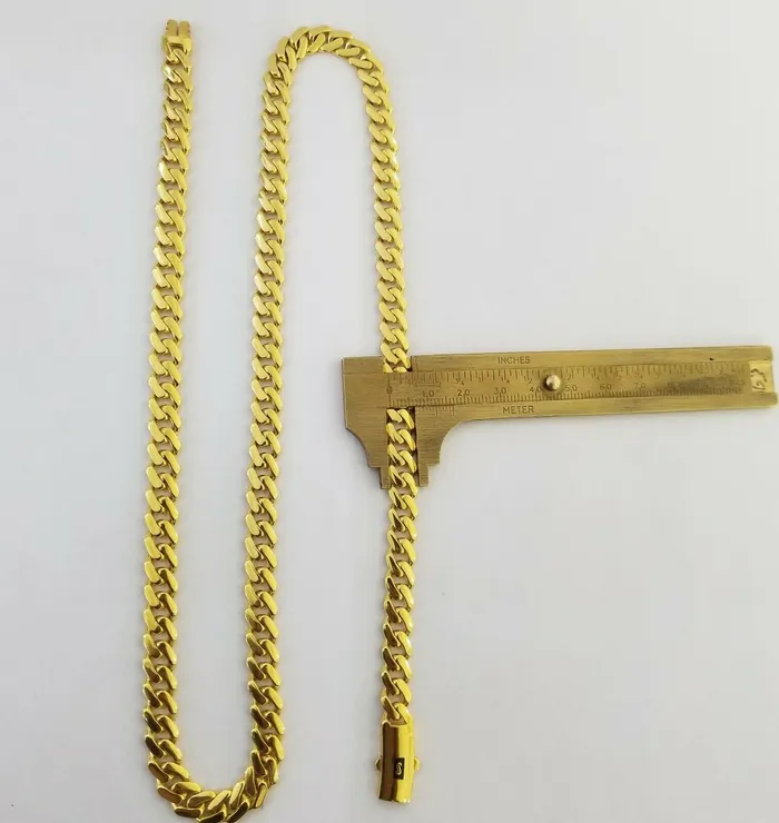 Globalwatches10 Necklaces Real 10k Gold Royal Miami Cuban Monaco Link Chain 8mm 22 yellow gold necklace