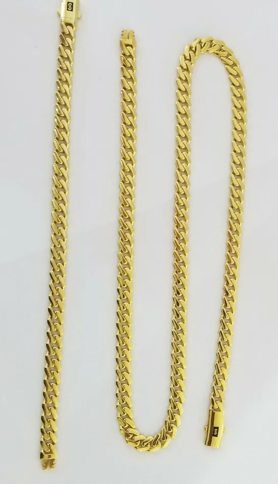Globalwatches10 Necklaces Real 10k Gold Royal Miami Cuban Monaco Link Chain 8mm 22 yellow gold necklace