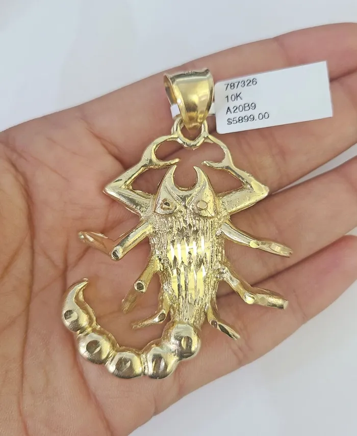 Globatwatches10 Charm Necklaces 10K Scorpion Charm Pendant Zodiac Sign Yellow Gold 25 Real 10k Real Genuine