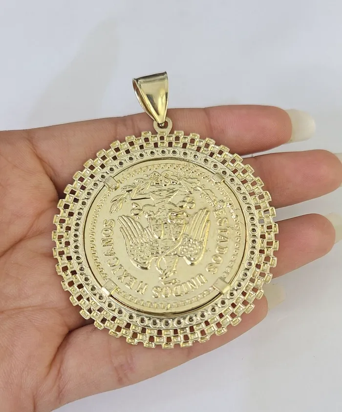 Gold and Diamond Charm Necklaces 10k Centenario Coin Charm Yellow Gold 50 Pesos 1947 MexicoMexican Coin 25