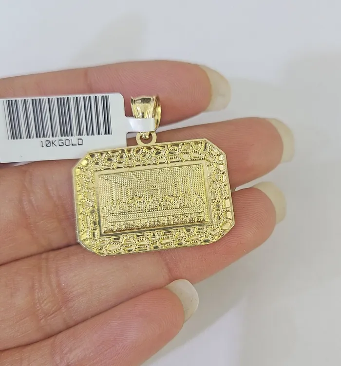 Gold and Diamond Charm Necklaces Real 10k 3mm Rope Chain Last Supper Pendant Charm 18 20 22 24 26 Set Yellow