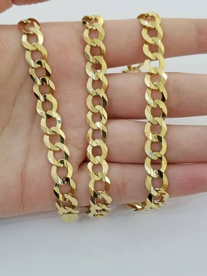 Gold and Diamond Necklaces Solid 9mm 14k Gold Cuban curb Link chain Necklace 2030 Authentic 14kt Mens