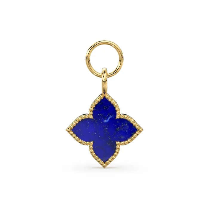 Jalvi Co Charm Necklaces Lapis Lazuli Milgrain14k 18k Solid Gold Charm Pendant Lapis Lazuli Charm Gold Charm Finding Solid Gold Pendant 18mm