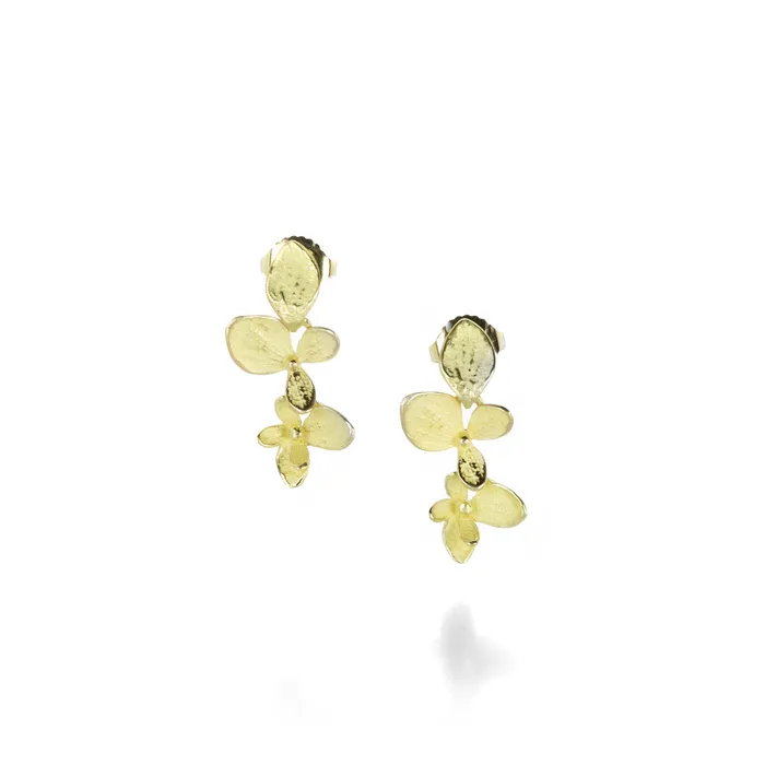 John Iversen Earrings 18k Double Hydrangea Drop Earrings
