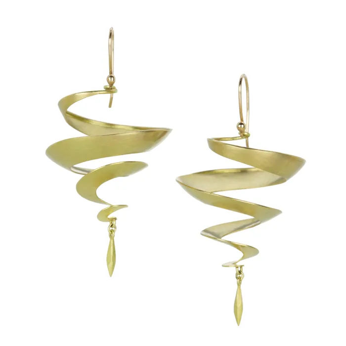 Large Round Guggenheim Earrings with Needle Drops Gabriella Kiss Earrings