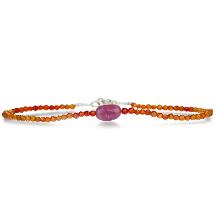 Margaret Solow Bracelets Faceted Carnelian and Ruby Bracelet