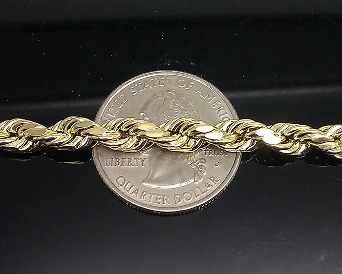 Men Real 10k Yellow Gold Rope Chain Necklace 6mm 20 lobster clasp Gold and Diamond Necklaces