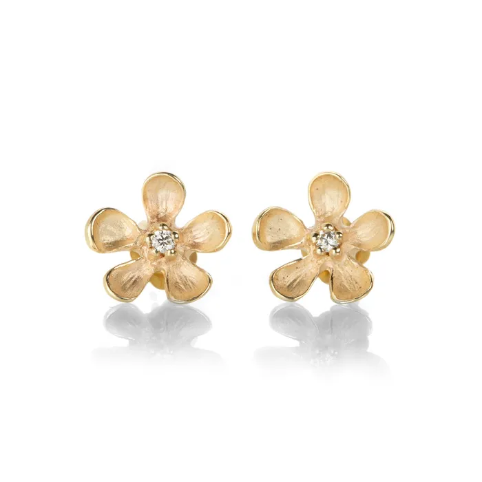 Nicole Landaw 14k Flower Stud Earrings Earrings