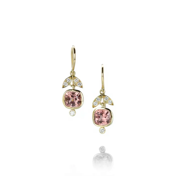 Padparadscha Spinel Lotus Diamond Earrings Alexis Kletjian Earrings