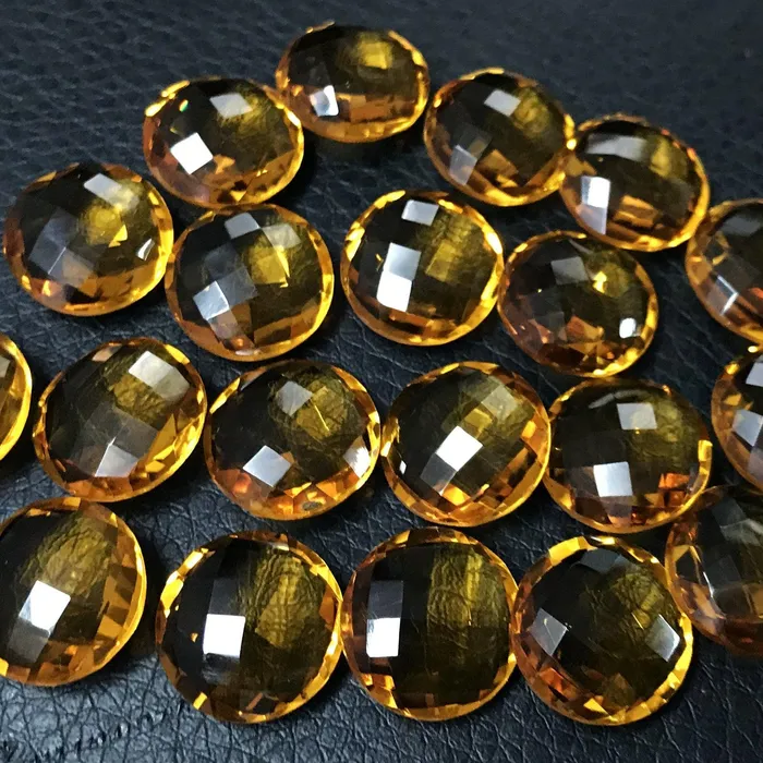 PreStyled Sets Beads Supplies USA Gold Citrine Quartz Faceted Coin Loose Gemstone Matching Pair Beads 6pc 12mm