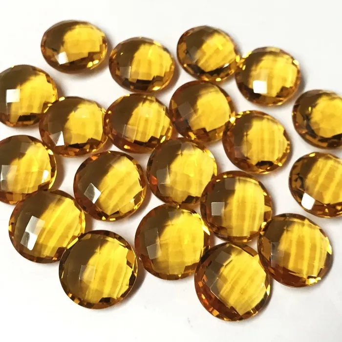 PreStyled Sets Beads Supplies USA Gold Citrine Quartz Faceted Coin Loose Gemstone Matching Pair Beads 6pc 12mm